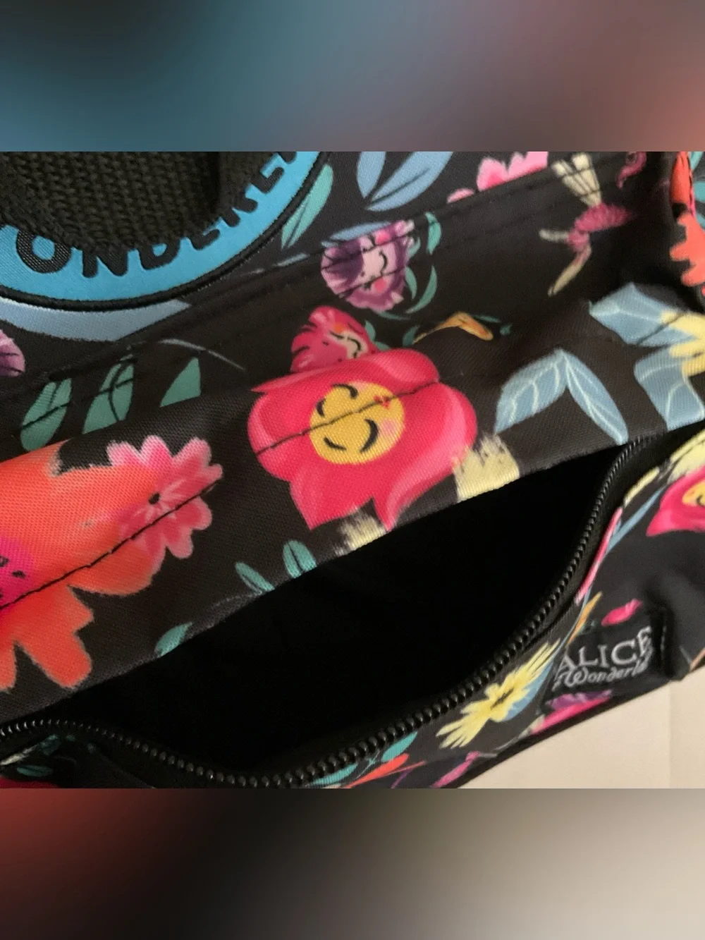 Disney Loungefly Alice Floral Black Backpack Tote - Looking For Wonderland